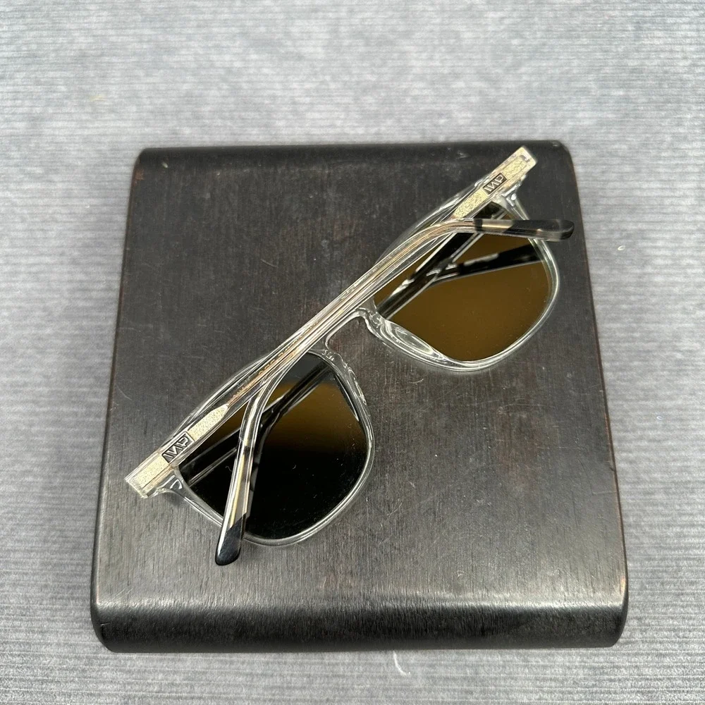WearMe Pro Nick Sunglasses Clear Frame Green G15 Lens Square W 52-20-145 CLRG15